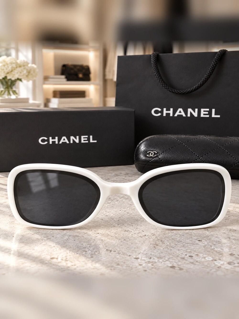 Chanel White Cat Eye Sunglasses - Picture 5 of 6
